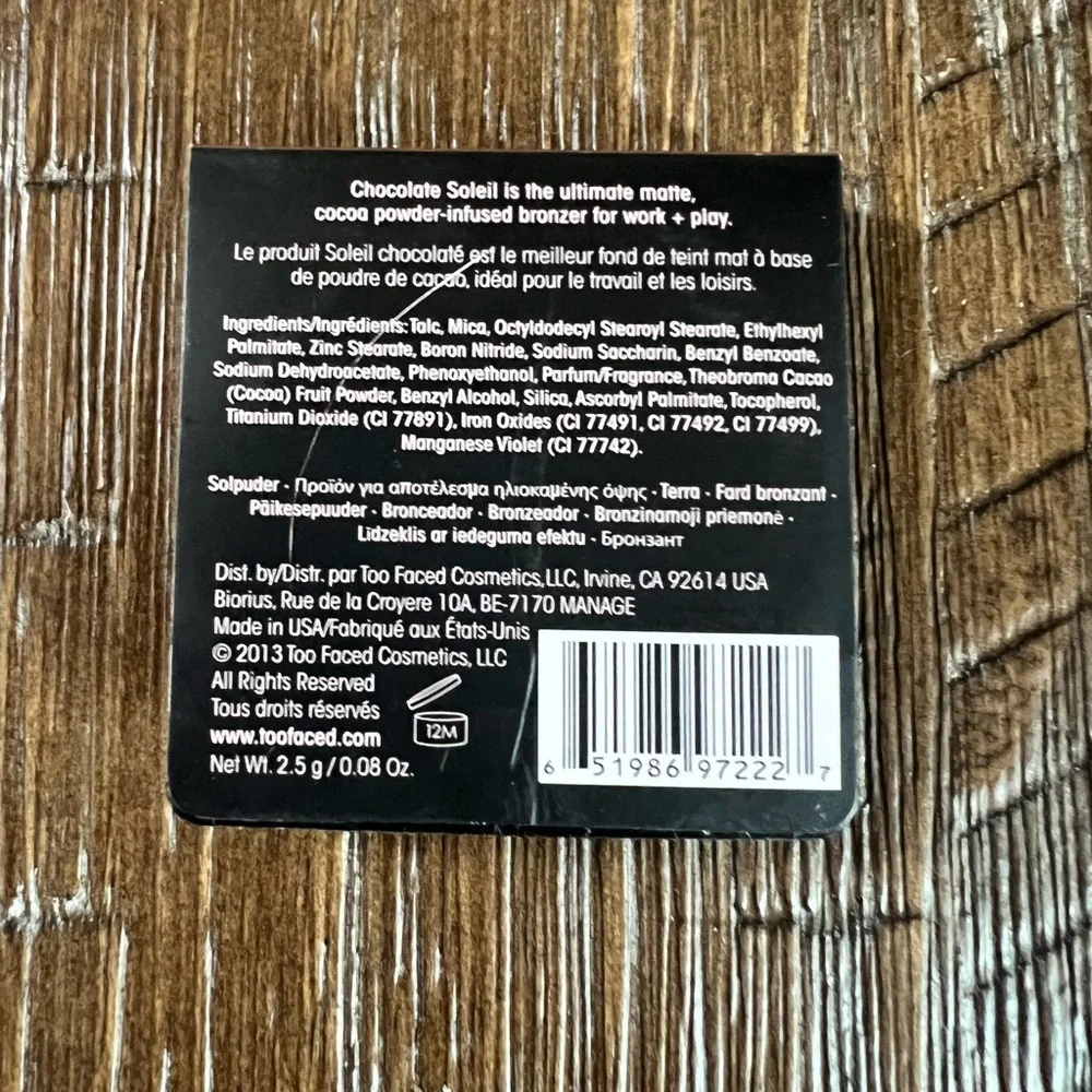 Brand new travel size Too Faced Chocolate Soleil Bronzer in medium/deep matte